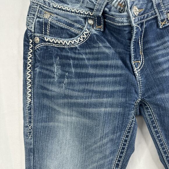 Rock Revival Betty Skinny Jeans Women Size 31 Blue Medium Wash AK12 Distressed  - Picture 13 of 13